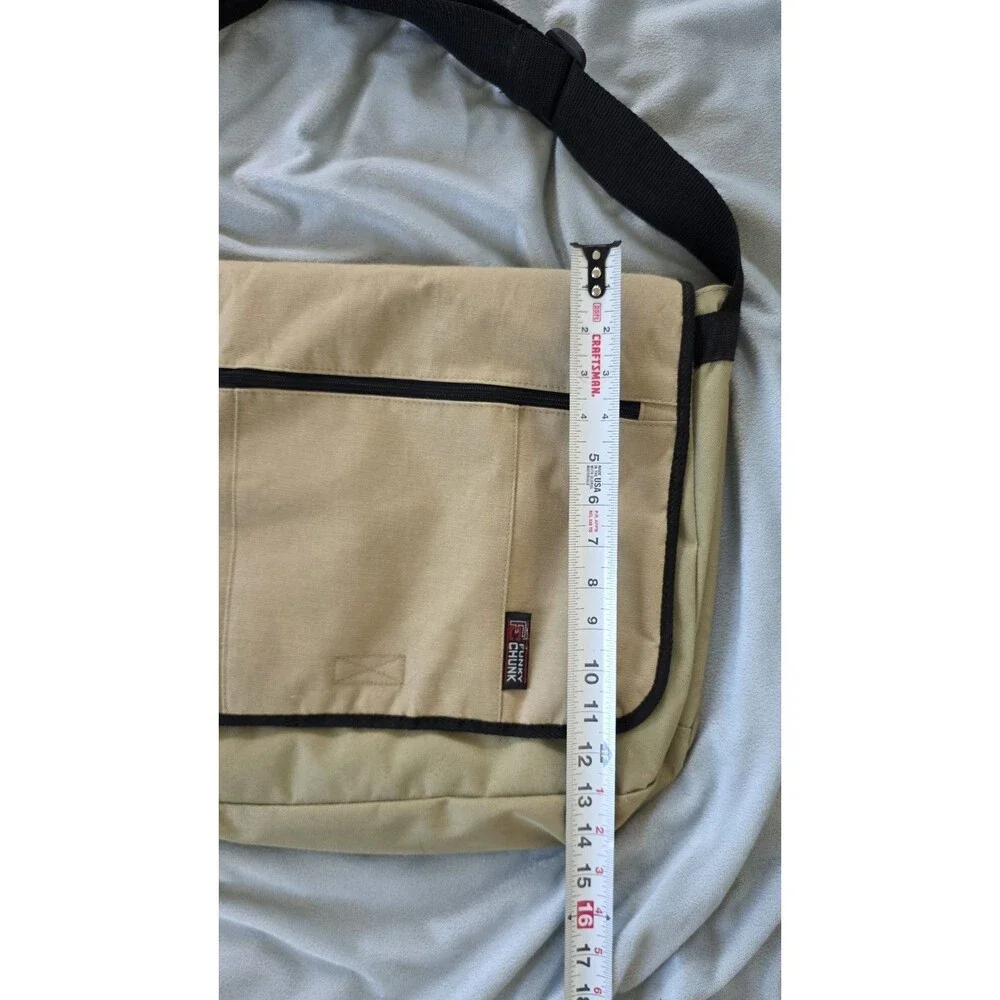 Funky Chunk Messenger Bag Beige Black Crossbody Organizer Travel Laptop Shoulder